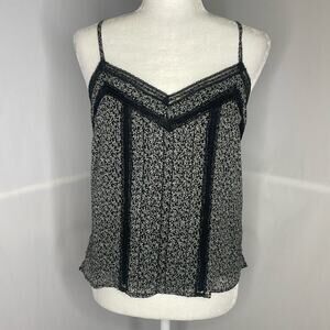 Abercrombie and fitch black floral lace trim tank top